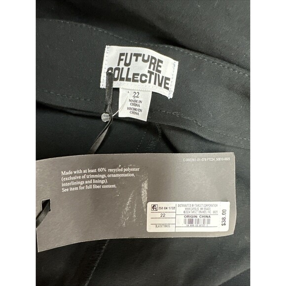 Future Collective Plus Size 22 Two Fer Tailored Pants Black Straight Side Zip - Picture 7 of 9